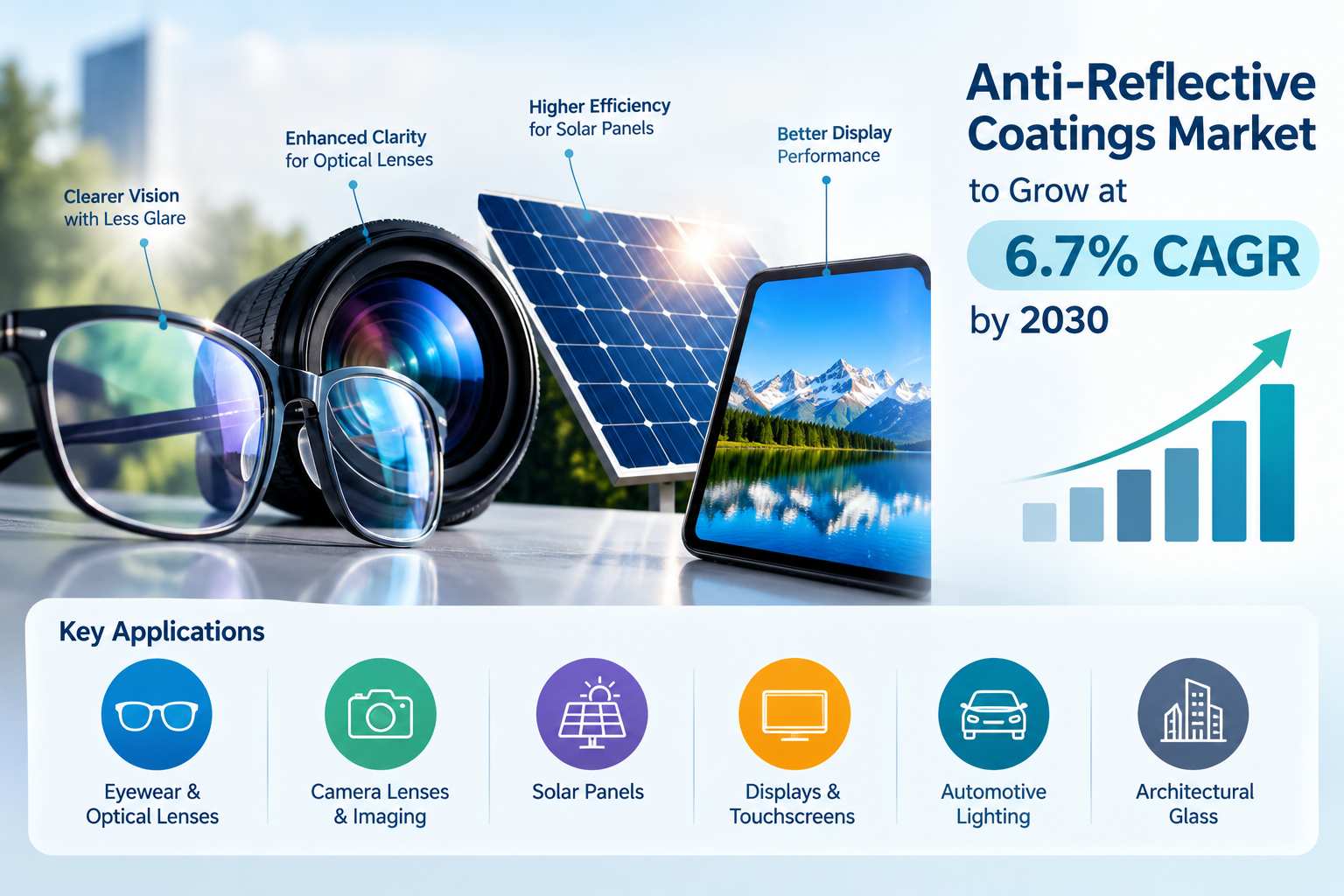 Anti-reflective Coatings Market to Grow at 6.7% CAGR by 2030