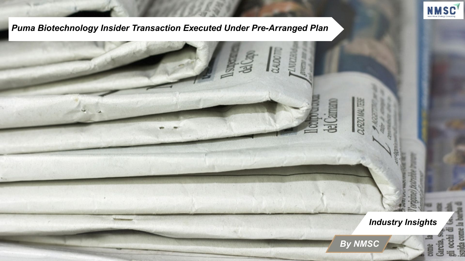Puma Biotechnology Insider Transaction Executed Under Pre-Arranged Plan