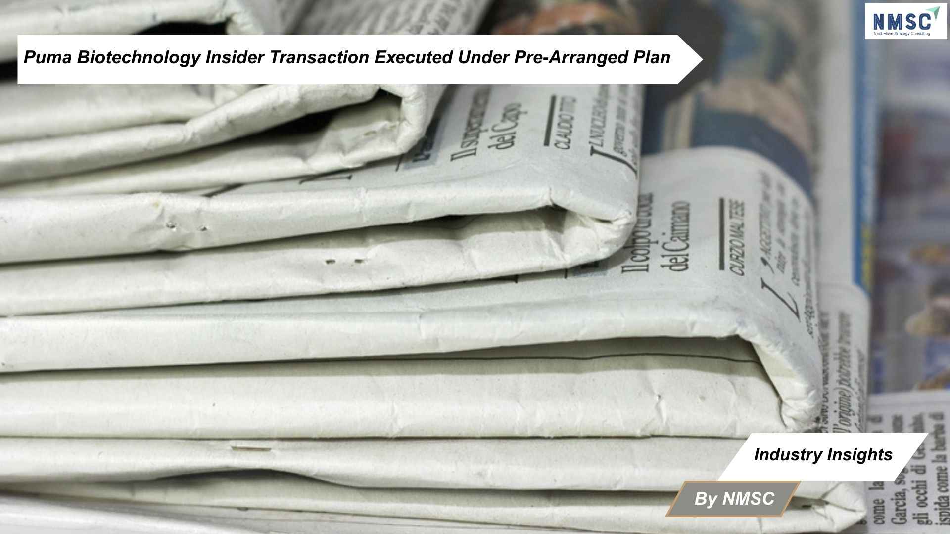 Puma Biotechnology Insider Transaction Executed Under Pre-Arranged Plan